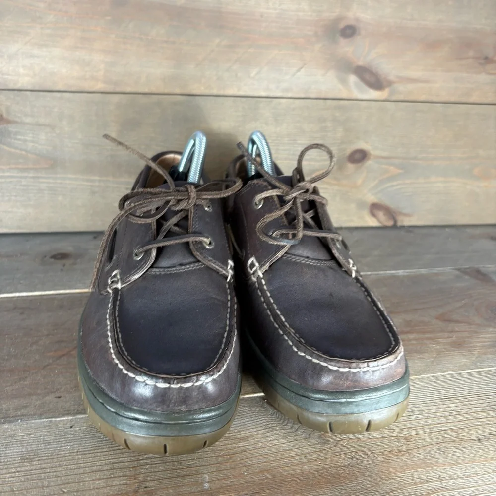 ll bean mens size 10 shoes brown leather comfort boat shoes